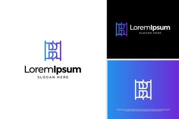 Abstract letter B and H logo design concept