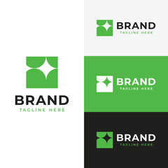 Square two people with shine logo symbol icon flat stock vector design