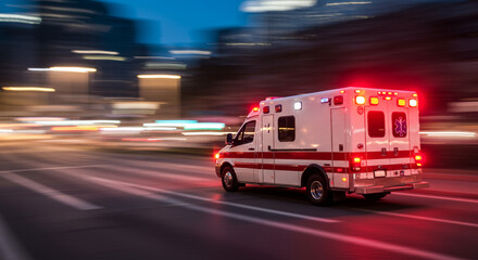 Ambulance Responding to Emergency in City at Night