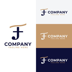 Luxury letter F logo symbol icon flat stock vector design