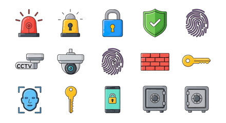 Collection of Colorful Security System Icons