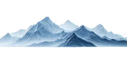 shimmering misty mountains frozen in an abstract futuristic isolated on a transparent background