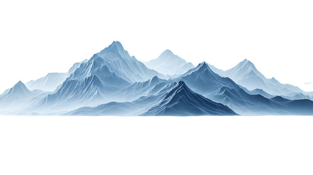 shimmering misty mountains frozen in an abstract futuristic isolated on a transparent background