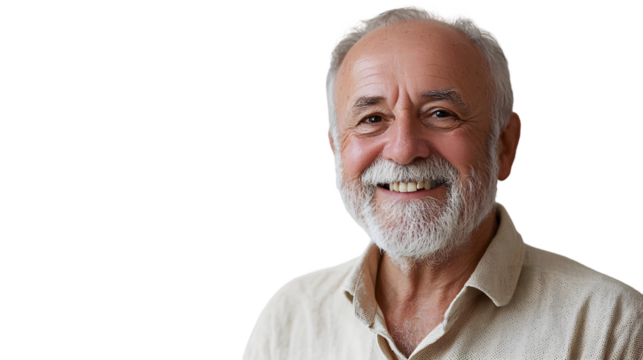 smiling older man portrait isolated on a transparent background