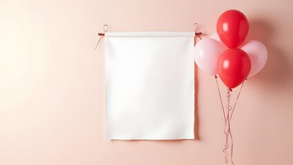 Display Mockup: Blank Banner in the Wall with Balloon
