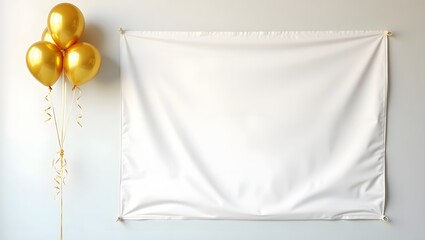 Display Mockup: Blank Banner in the Wall with Balloon