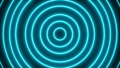 Concentric cyan circles glow on dark background, creating a hypnotic effect