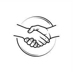 Obraz premium Two hands shaking in a circular outline handshake agreement