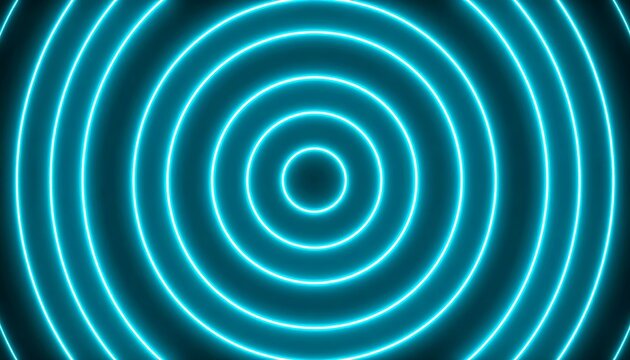 Concentric cyan circles glow on dark background, creating a hypnotic effect - Powered by Adobe