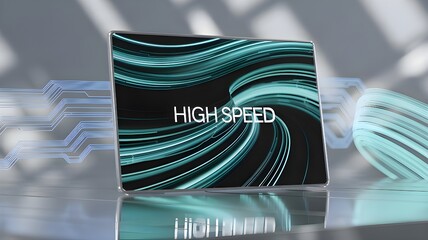 Experience the future of connectivity with this stunning digital display showcasing dynamic high speed data flow and modern technological advancement