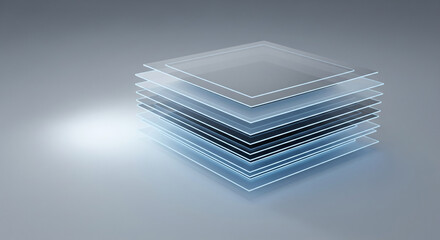 Futuristic Clean and Professional High-tech Abstract Background, Square Panels Floating on a Zero-Gravity Space.