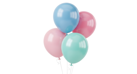 Pastel balloons floating for parties, birthdays, celebrations add a touch of whimsy and charm to your design