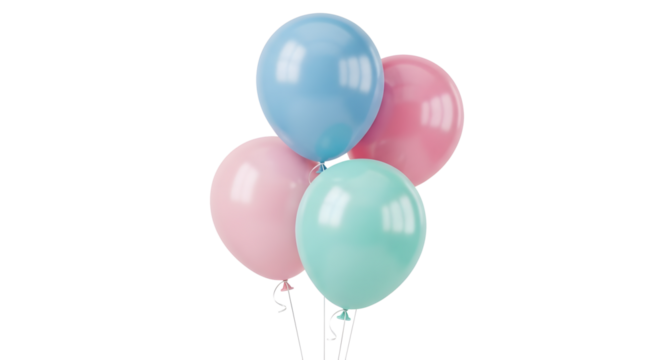 Pastel balloons floating for parties, birthdays, celebrations add a touch of whimsy and charm to your design