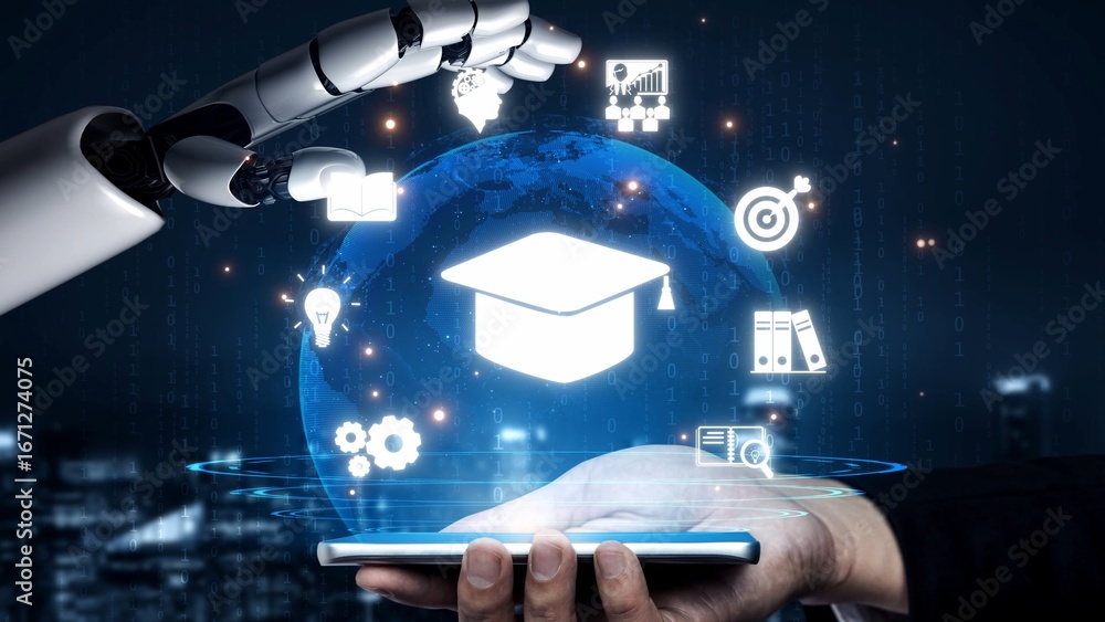 Aufkleber online education boosts access to learning. learn anytime through flexible platforms. education tech