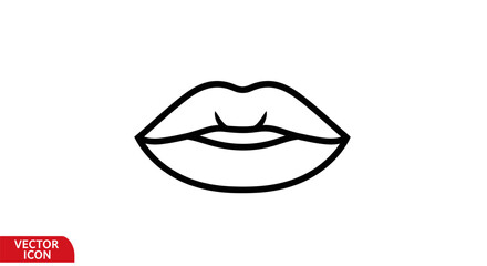 Simple Line Art Illustration of Lips with Closed Mouth