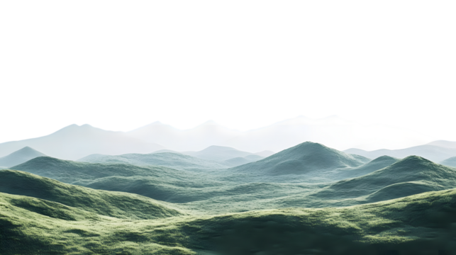 vast landscape with mountain range in the horizon. isolated on a transparent background