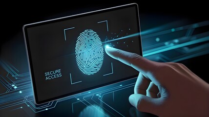 Unlock advanced security with a digital fingerprint scan on a futuristic interface, ensuring safe and protected access for modern technology.