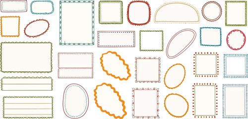 Collection of colorful hand drawn doodle frames borders vector illustration
