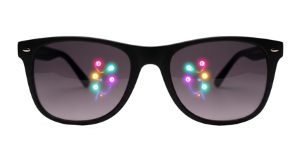 Cool shades reflect fun colorful lights, perfect for summer parties and festive occasions