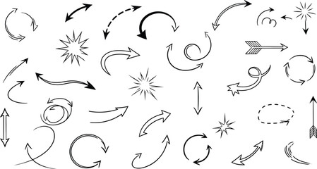 Vector hand drawn arrows set collection doodle sketch style design elements