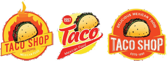 Taco shop logo design ideas for mexican restaurant and food business branding