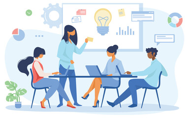 Business team discussing ideas for startup