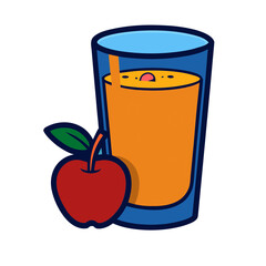 Glass of orange juice with a red apple