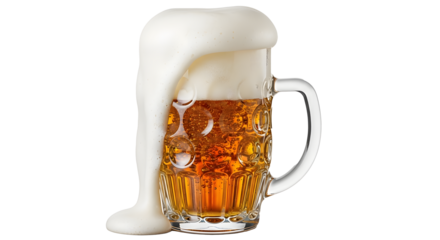 Refreshing stein of golden beer overflowing with creamy foam invites a celebratory toast