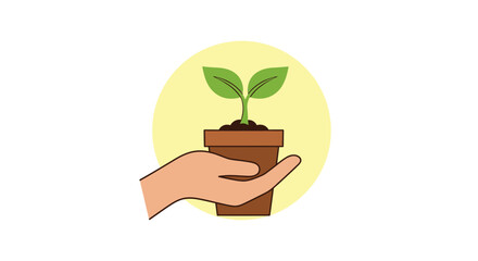 Hand Holding Potted Plant Sprout