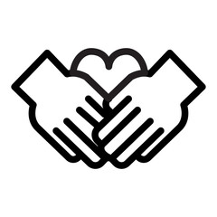 Hands Holding Heart Line Icon of Volunteering and Charity Icon Set