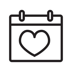 Heart Calendar Line Icon of Volunteering and Charity Icon Set