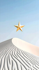 Golden Star Above White Sand Dune Under Blue Sky
