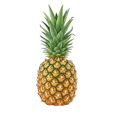 Fototapeta premium Vibrant tropical pineapple with green crown offers fresh summer flavor and healthy tropical appeal