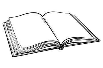 Open book, black and white line drawing (1)