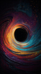 Swirling colors deep space anomaly black hole vortex abstract cosmic energy vibrant