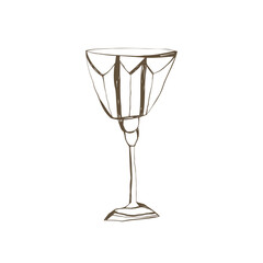 Hand drawn goblet in simple sketch style for gothic party feast decor poster and card design