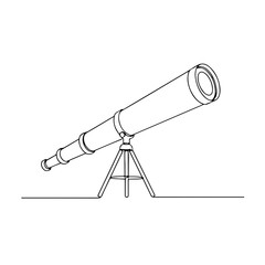 telescope, simple minimalist aesthetic one line art, isolated on white background