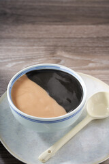 Traditional sweet soup dessert from Guangdong and Guangxi, China, sesame and peanut paste combination