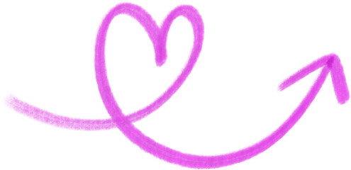 Purple Heart Arrow Clipart – Cute Hand Drawn Decorative Love Arrow PNG