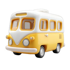 Yellow vintage camper van, cartoon style