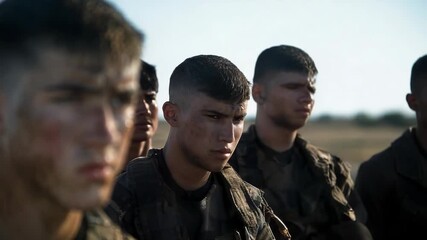Close-up of young soldiers during intense military training. - Powered by Adobe