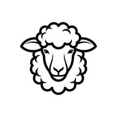 Simple Black and White Sheep Head Illustration
