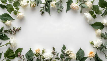 Naklejka premium Minimal elegant wedding planning book cover background with decorative frame design. Soft pastel tones and empty central space for text placement, ideal for templates and covers.