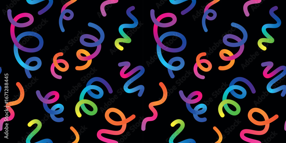Aufkleber colorful rainbow abstract gradient shapes seamless pattern. vector graphic background with wavy line