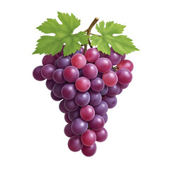 Fototapeta premium Vibrant bunch of ripe red grapes with fresh green leaves, perfect for culinary or health themes.