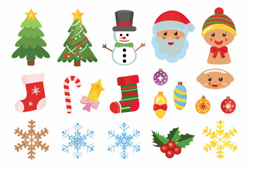 Christmas icons and symbols in a festive holiday collection