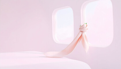 Pink Pastel Fabric Draped in Minimalist Interior Setting