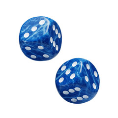 Blue dice cubes isolated on transparent background
