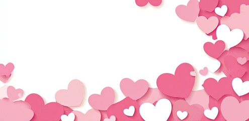 Pink hearts on white background
