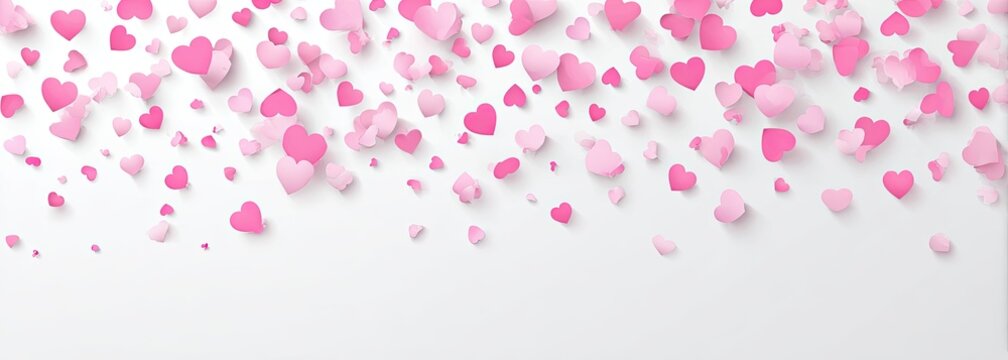 Pink heart confetti on white background - Powered by Adobe